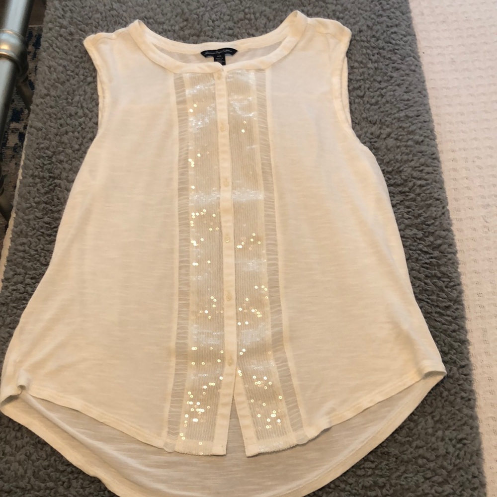 American Eagle off white, sequence tank top.